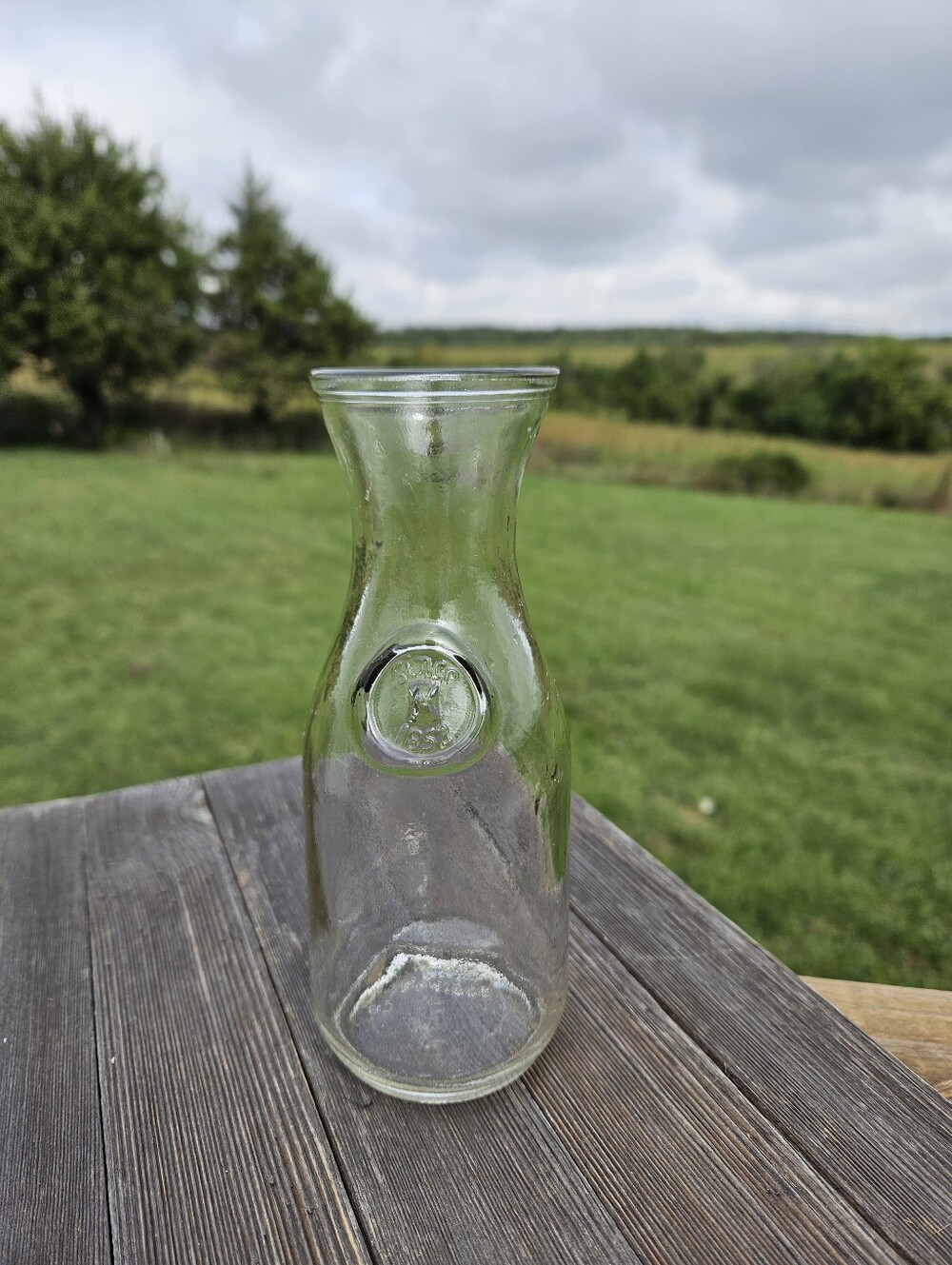 Vintage Paul Masson Wine Carafe Glass Decanter Bottle Since 1852 Embossed Small